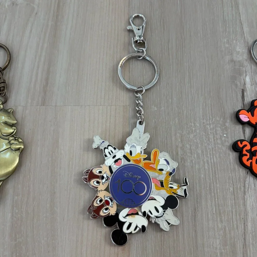 Disney Keychain Lot Of 3 Winnie The Pooh Tigger Mickey Mouse Metal Rubber